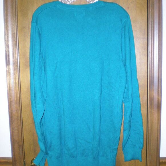 L.L. Bean Cotton/Cashmere Blend Sweater Mens Large Tall Teal Green - Picture 4 of 7